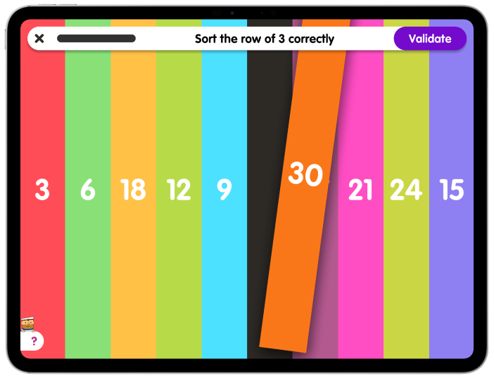 This game lets you sort numbers in the correct order. For example, the numbers in the row of 3.